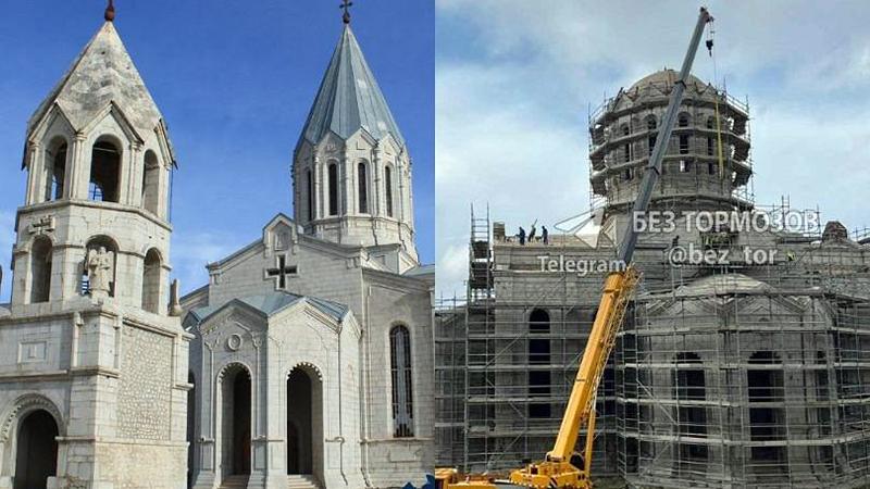 Ադրբեջանը շարունակում է «վերականգնում» անվան տակ այլանդակել Շուշիի Ղազանչեցոց տաճարը